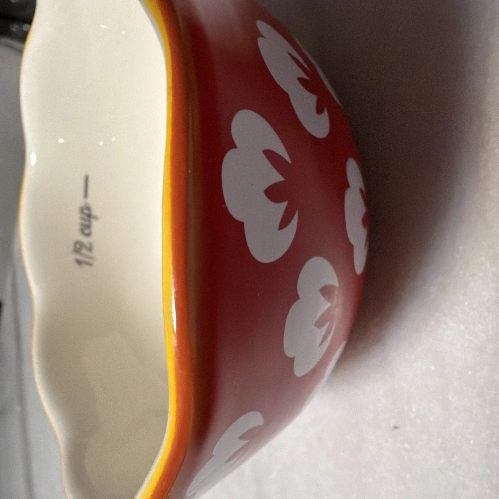 Pioneer Woman Ceramic Floral Country Set of Nesting Measuring Bowls & Spoons